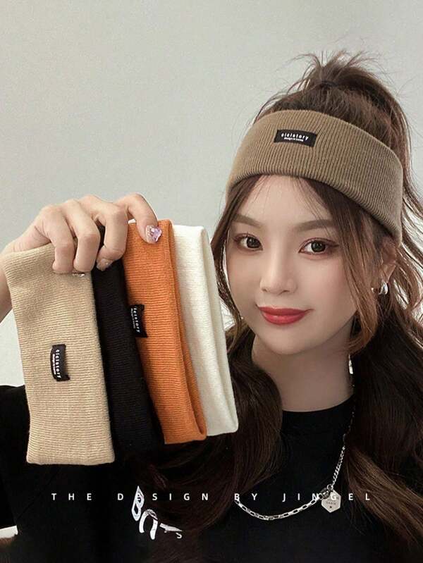 1PC Knitted Elastic Headband, Casual Sports Headscarf Wide Edge Headband
