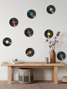 8pcs/16pcs Vintage Decorative Fake Record, CD Pattern, Suitable For Home Decor, Wall Art - Black - View 8