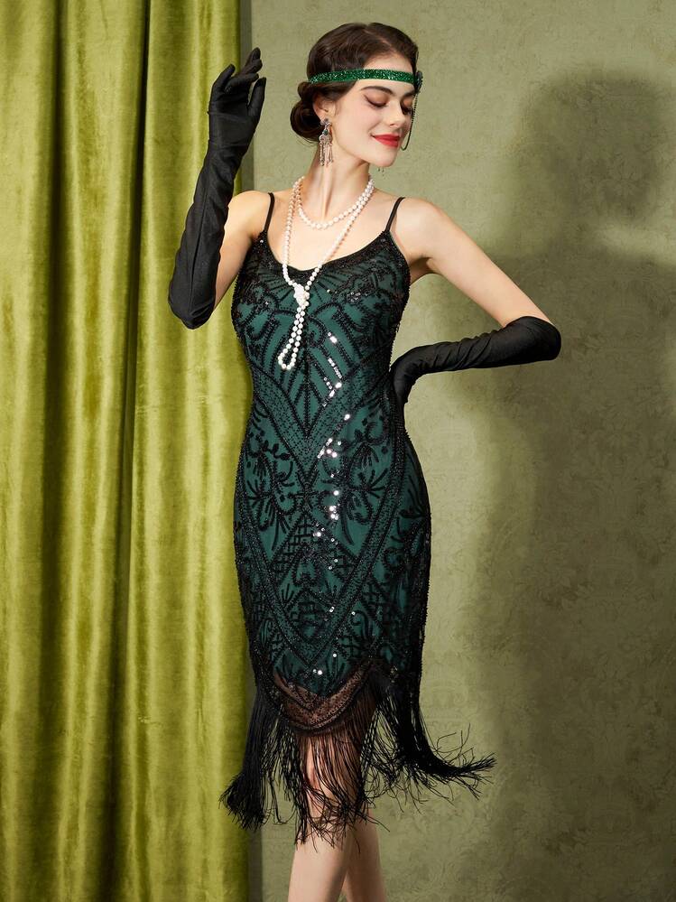 Women's Flapper Dress 1920s – Great Gatsby Sequin Fringe Cocktail Dress For Roaring 20s Parties Women's 1920s Flapper Dress