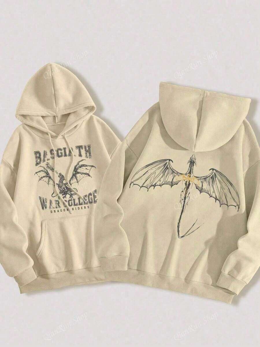 Basgiath War College  Sweatshirt Cold Weather Hoodie Casual Jacket - Màu be - Xem 1