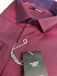 Dilomon Camisa Social Slim Algodão Jacquard   Simples    Todos    Slim Fit - Vinho - Visão 3