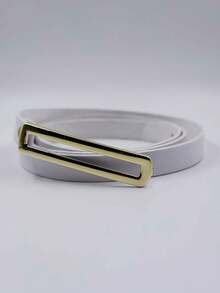 Women's Thin Belt Long Rectangular Buckle Elegant Premium - trắng - Xem 3