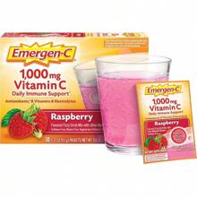 Emergen-C 1000mg Vitamina C en polvo para apoyo inmunológico diario, sin cafeína, suplementos de vitamina C con zinc y manganeso, vitaminas B y electrolitos, sabor naranja intenso - 2 unidades