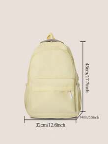 女士多功能纯色校园背包大容量简约多隔层旅行背包功能性书包防水时尚商务休闲电脑包Tready背包书包 - 黃色 - 查看 13