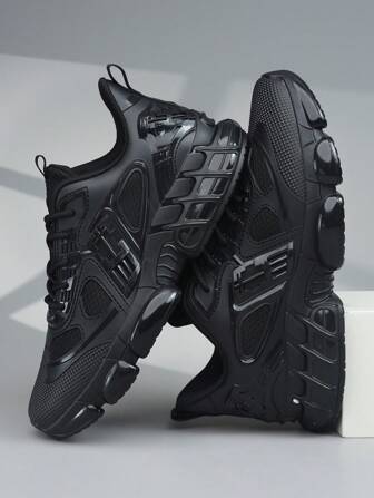 Sneakers Men's Shoes Stylish Men Sports Shoes Lace-Up Shoes Black Personalized Black Street Casual Shoes