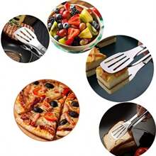 Serving Tongs Kitchen Tongs,Buffet Tongs, Stainless Steel Food Tong Serving Tong,Small Tongs 1 Pack (9 Inch) - Silver - View 6