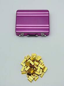 60 件微型金银套装，配有正宗黑色金属手提箱、生动的存钱罐模型、可打开的手提箱设计、收藏品展示套件，是母亲节的最佳礼物 - 彩色 - 查看 16