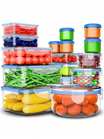 4pcs Microwave- Plastic Food Storage Containers, Airtight Vegetable & Fruit Lunch Boxes