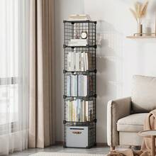 1pc Cubic Storage Organizer, Cubic Cabinet Organizer And Storage, Metal Wire Rack, Modular Stackable Shelves, For Home, Office, Kids Room, Black Cubic Storage Box - Multicolor - View 9