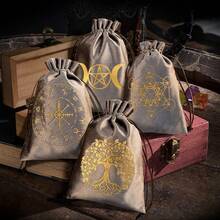1pc Tarot Card Storage Bag, Gray Velvet Drawstring Pouch, Trinket Jewelry Organizer Bag - Multicolor - View 12