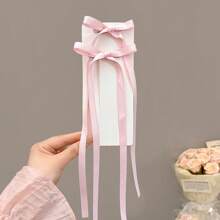 2 件套女士简约时尚蝴蝶结发夹，优雅芭蕾风格丝带发夹，甜美可爱的日常发夹，超长，爪夹，发夹，发夹，鳄鱼发夹 - 粉色 - 查看 2