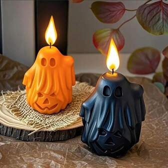 1pc Pumpkin Ghost Silicone Mold, Halloween Theme DIY Creative Creation Aromatherapy Candle Gypsum Decoration, Reusable Candle Making Mold, Holiday Party Home Decoration Surprise Gift Decoration