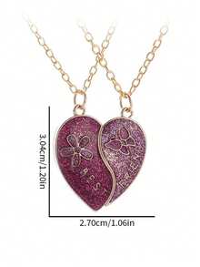 2pcs New Best Friends Magnetic Necklace With Colorful Butterfly Pendant, Fashion Jewelry For Besties