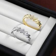 1枚优雅几何圆柱排列设计立方氧化锆女士戒指