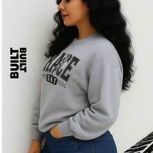 SUDADERA RACE DAY  DAMA urbana,comoda  Letras    Casual    Suave    Ninguno    sudadera  Diario    todas - Gris - Ver 3
