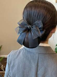 1pc Hair Net With Bowknot For Women, Ideal For Nurse, Air Hostess, Bank Staff Valentine's Day Valentines Hair Clips Hair Claws Hair Slide Hair Barrettes, School Stuff, Elegant, College, Bows, Cute, Hair Accessories, Head Accessories, Hairpin,Summer,Holiday,Travel - 1 Item - View 1