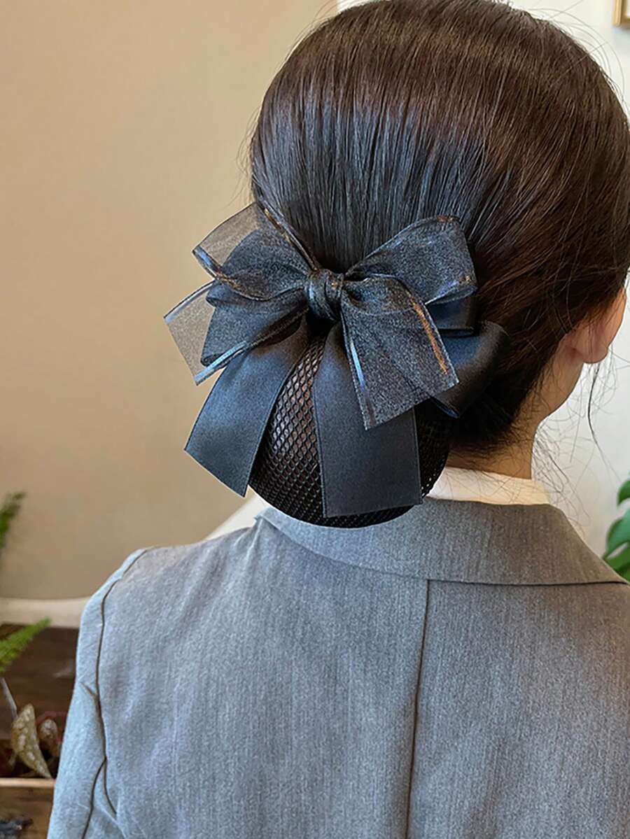 1pc Hair Net With Bowknot For Women, Ideal For Nurse, Air Hostess, Bank Staff Valentine's Day Valentines Hair Clips Hair Claws Hair Slide Hair Barrettes, School Stuff, Elegant, College, Bows, Cute, Hair Accessories, Head Accessories, Hairpin,Summer,Holiday,Travel - 1 Item - View 1