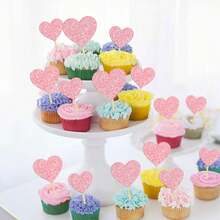 15/30 件闪光心形纸杯蛋糕装饰甜蜜爱情主题心形蛋糕挑选装饰婚礼订婚新娘送礼会生日情人节派对装饰