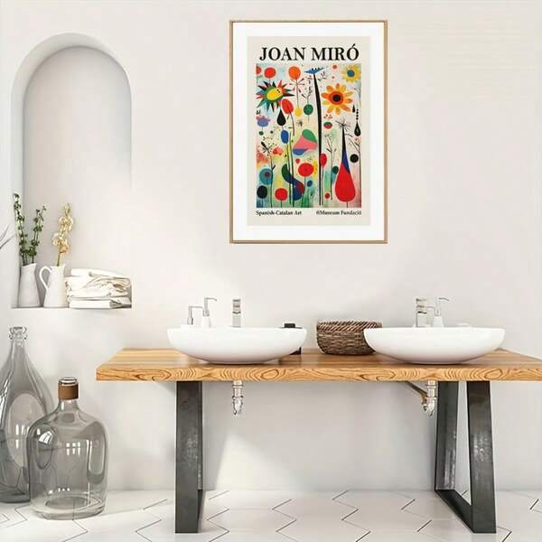 1 Pc Optional Frame Posters Wall Arts Joan Miro Abstract Art Vintage Posters Canvas Painting Print Room Home Kitchen Bar Cafe Room Wall Decor