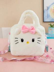 Sanrio Minimalist Cartoon Plush Kids Handbag & Crossbody Bag, Kuromi & Pompompurin Design For Girls