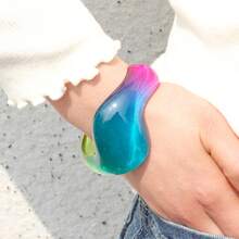 1 Pcs Iridescent Gradient Acrylic Cuff Bracelet  Statement Jewelry For Summer & Streetwear Looks - 彩色款式四 - 查看 5