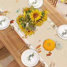 1/25pcs Autumn Theme, Pumpkins And Maple Leaves, Letters Printed Linen Table Runner, Suitable For Festival Parties, Birthday Banquets, Kitchen And Dining Room Decoration, Furniture And Home Textile Decoration. It Is A Multi-Purpose Home Decor Suitable For All Seasons, Perfect For Party And Festival Decorations, And Also An Excellent Gift For Parents And Friends.