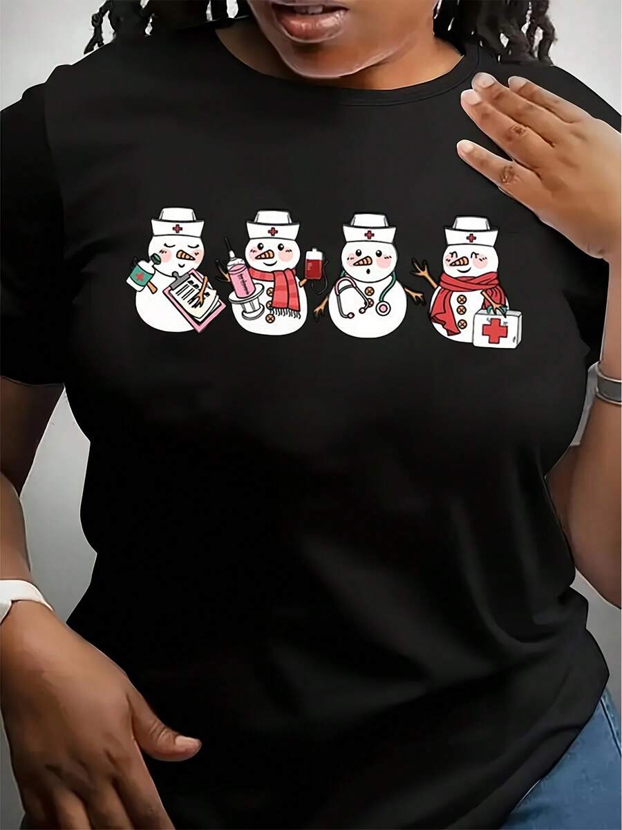 Christmas Nurse Snowman Shirt, Christmas Nurse Sweatshirt, Medical Christmas Shirt, Funny Nurse Christmas Shirt, Nurse Shirt, Nurse Gift - 黑色 - 查看 1