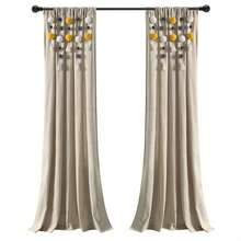 LUSH DECOR Boho Pom Pom Tassel Linen Window Curtain Panel Navy Single 52X84 Halloween-Fall Decor-Room Decor - Yellow/Gray - View 6