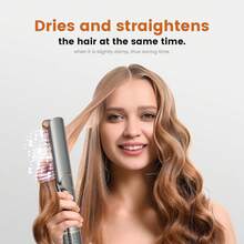 UKLISS Secador de Cabelo e Alisador Iônico 2 em 1, Fluxo de Ar de Alta Velocidade + Aquecimento Rápido + 3 Configurações de Temperatura + Visor LCD e Desligamento Automático, Adequado para Todos os Tipos de Cabelo, Ótimo para Presentes de Férias (Cinza Dourado/Preto Rosé Dourado)