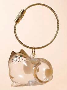 Porte-clés de rangement pour poils de chat, décoration suspendue de haute beauté avec coque transparente. Porte-clés créatif de rangement pour poils d'animaux de compagnie, sac à dos pour l'école, accessoires de voiture, style gothique mignon Y2K