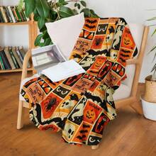 1pc Personalized Halloween Pattern Blanket - Soft, Comfortable, Lightweight & Warm Blanket - Soft, Warm, Comfortable, Suitable For Sofa, Bed, Car, Office, Camping - All Season Gift Idea Blanket