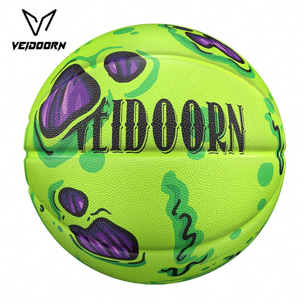 Pieza Baloncesto de goma estándar de talla 7 con diseño de patrón único, adecuado para entrenamiento interior y exterior, material duradero, de mo