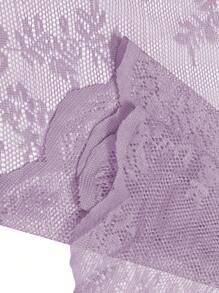 1 件花卉蕾丝窗帘适用于卧室、客厅、阳台隔断装饰 - 淺紫 - 查看 3