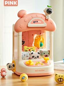 电动抓娃娃机，儿童毛绒娃娃抓取器，带灯光、声音、音乐、角色扮演、互动游戏，适合男孩和女孩的礼物，包含随机配件，不含电池