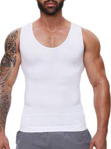 Slimming Mens Tummy Control Tank Top Shapewear Belly Chest Gynecomastia Compression Shirts Vest Girdle Body Shaper Underwear Undershirts - trắng - Xem 8