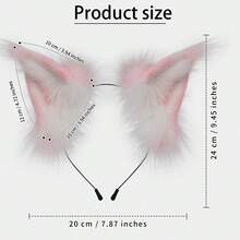Halloween Fox Ears Headband Fake Fur Fox Costume Hair Accessories For Cosplay  Party - Rượu vang đỏ và trắng - Xem 7