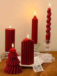 Candele aromaterapiche rosse multiple per decorazione centrale, cilindro ad ingranaggi, candele decorative per albero di Natale, candele sottili natalizie, adatte come decorazione per regali di Natale, regali per donne, regali per amici stretti, decorazioni natalizie per la casa, regali di Natale