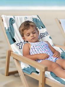 1 pieza Toalla de playa con patrón de dinosaurio y texto personalizado, toalla de baño para niños, toalla de piscina, toalla de baño, regalo de vacaciones, esencial de playa, viaje al aire libre, adecuado para playa, piscina, baño, pabellón de natación, equipaje de mano - Multicolor - Ver 6