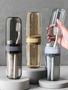 1 件便携式塑料牙刷收纳盒、现代简约防水旅行牙刷架、旅行装洗漱用品收纳盒、旅行配件礼品套装、收纳盒旅行瓶旅行套装旅行杯旅行装旅行洗漱包旅行收纳盒假日配件旅行套装套装旅行礼物透明收纳盒旅行必需品。