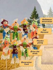 1/3/5pcs Halloween Scarecrow Decorations,Fall Harvest Scarecrow For Autumn, Standing Scarecrow For Garden, Home, Yard, Porch, Thanksgiving Decor - Multicolor - View 2