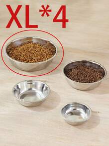 1 pièce/2 pièces Bol en acier inoxydable pour chat/chien, bol pour nourriture et eau pour animaux de compagnie, anti-dérapant et anti-morsure, durable