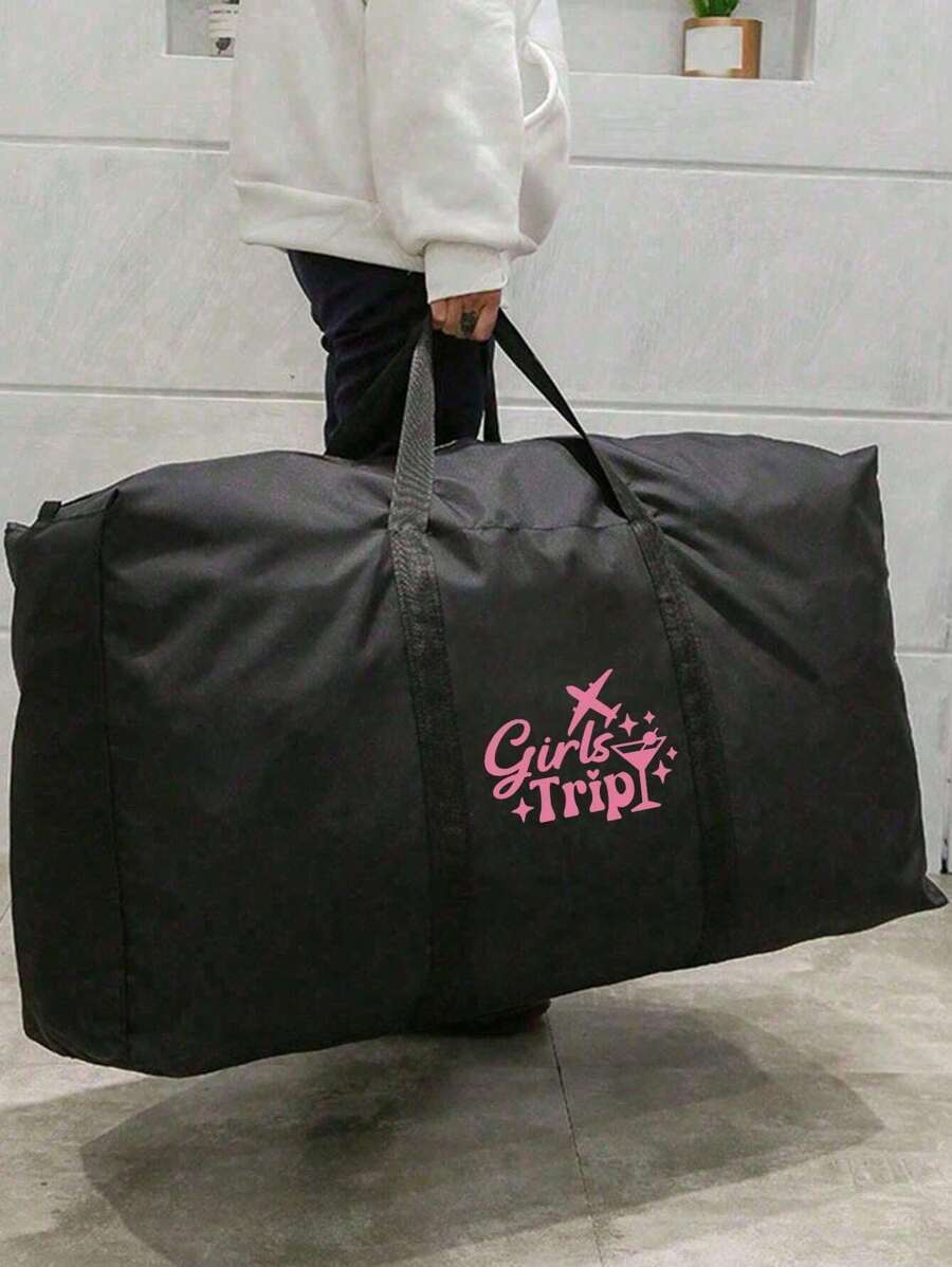 1 件可折叠旅行袋男女通用收纳袋，便携式女士手提包男士大容量行李袋，带飞机物品图案，多功能旅行配件，行李袋搬家袋牛津布，打包行李袋，搬家收纳袋，适用于宿舍、出租屋、学校宿舍、防潮防尘衣物被子收纳袋，返校用品袋，学校用品学校用品