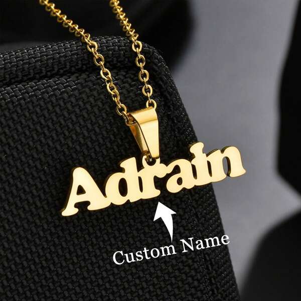 Personalized Custom Name Necklace, Women's Stainless Steel Jewelry, English Letter Clavicle Chain Necklace, Ideal Gift For Couples, Friends, Family, Mother's Day And Other Occasions Gold, Silver Fashion, Autumn Fashion, Shrinkage, Simple, Casual, Old Money Customization Christmas Gifts