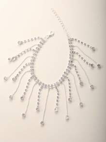 1PC Fashion Summer Beach Artificial Crystal Tassel Anklet For Women, Suitable For Beach, Party, Vacation