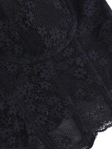 Top corset, corsé con encaje, tirantes de cinta, prenda moldeadora tipo bodice, ajuste ceñido y camiseta ajustada para mujer, para fiestas, bailes, sin tirantes - Negro - Ver 5