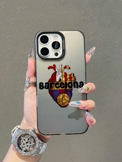 巴塞罗那心形手机壳。带摄像头保护的足球手机壳，深灰色手机壳，全新灰色底部透明软边边框，高端全覆盖硬质手机壳，专为足球迷打造。兼容 手机壳和 Galaxy 手机壳，手机壳，兼容 17 /Air / 17 Pro / 17 Pro Max，适用于 13/14/15/16/16 Plus/16 Pro Max 手机壳，Galaxy 手机壳。展现您对巴萨的热爱。