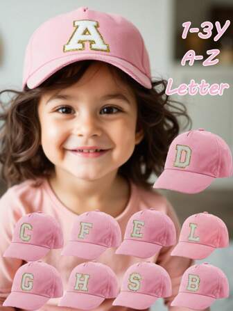 1 件幼儿儿童 26 字母棒球帽工艺字母设计风格女婴韩流棒球帽女孩男童太阳帽 1-3 岁