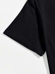 Boys & Teenagers' Fashion Red Sun & Cloud Dragon Print Round Neck Short Sleeve T-Shirt, Casual Everyday & Outdoor Wear - Black - View 5