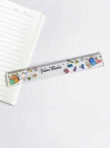 1pc Personalized Cartoon Transparent Acrylic 7.87 Inch Ruler With Centimeter Scale, Easy To Read Measuring Stationery Suitable For School And Office,For School Supplies,Back To School