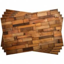 4 Stücke rustikale Holzmaserung Tischsets, 30,5 cm x 45,7 cm, strapazierfähige Polyester Tischsets, geeignet für Esszimmer Dekoration, Zuhause, Restaurant, Camping, Party - rechteckige maschinenwaschbare Tischsets